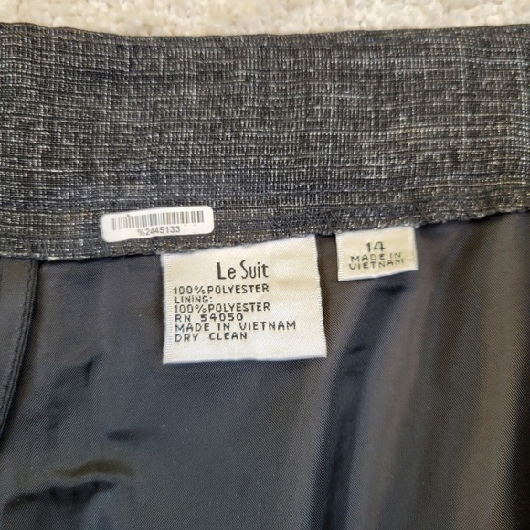 Le Suit Womens Gray Textured Blazer Pants 2 pc Suit Set 14 Lined Business Career - Picture 15 of 16